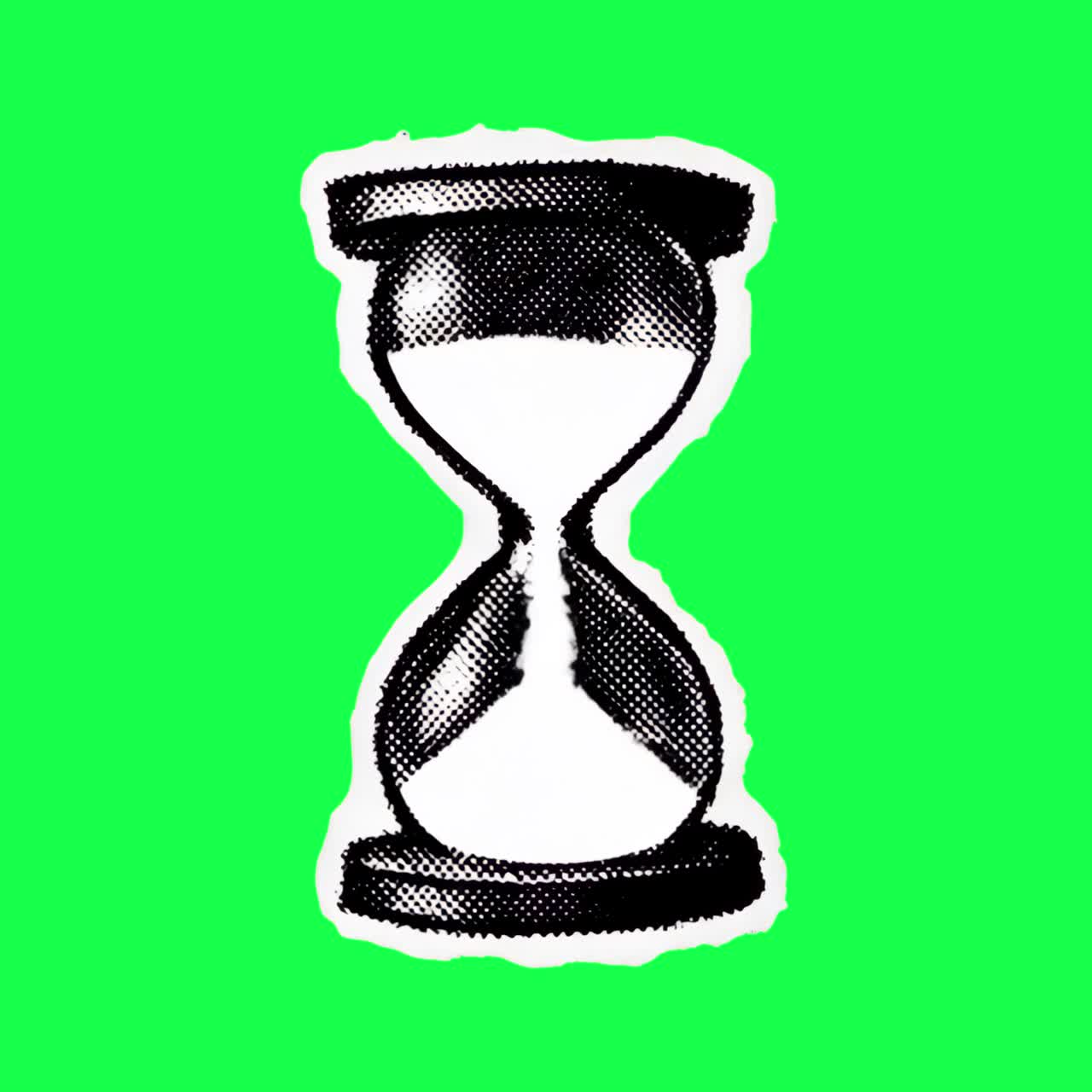 Retro hourglass animation, transparent 4K video, green screen