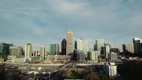 north atlanta, georgia, usa, showcasing the vibrant city skyline adorned with towering skyscrapers, set against a backdrop of highway