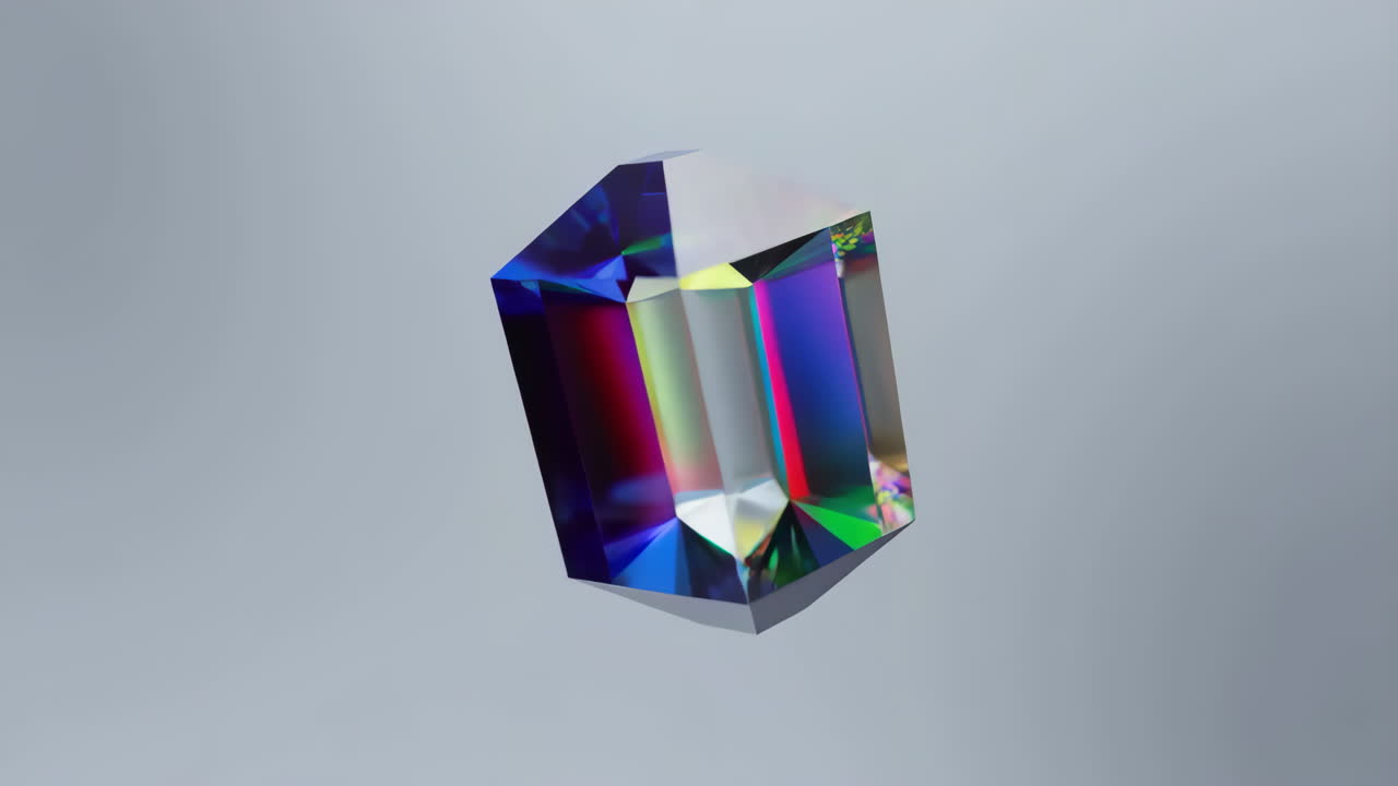 Refracting Crystal Gemstone with Colorful Light Spectrum