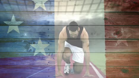 bandera estadounidense con video del corredor