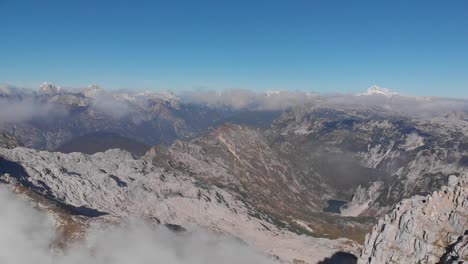 aerial view of krn lake in triglav national park high in julian alps, sunny day
