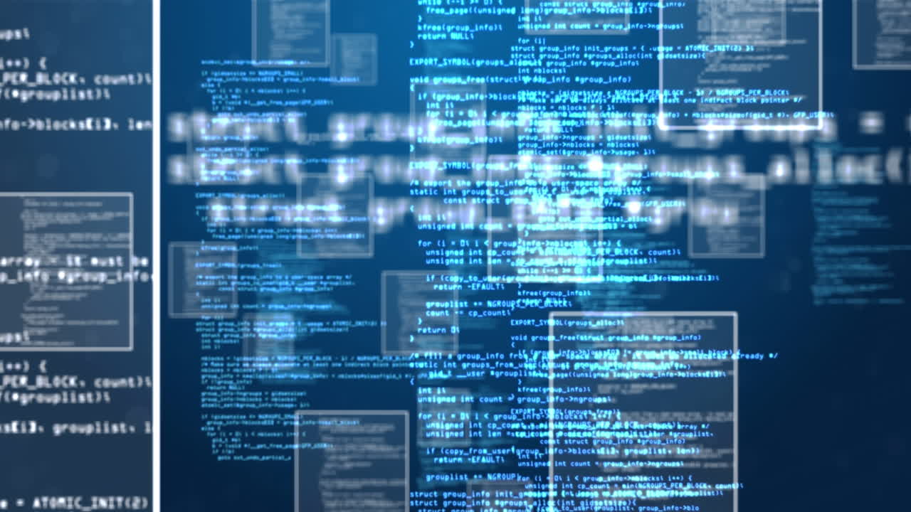 animación del procesamiento de datos sobre un fondo negro