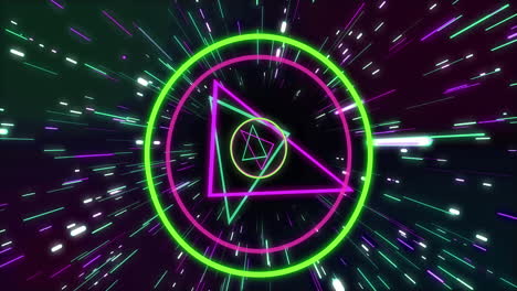 animación de formas de neón que se mueven sobre un fondo negro