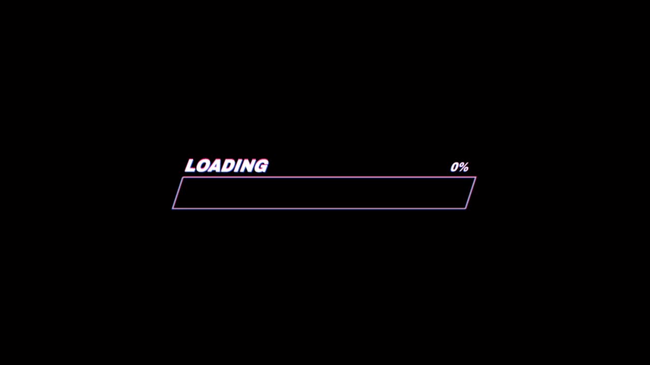 Animation colorful loading bar on black background.