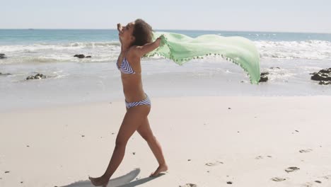 young woman relaxing by the sea 4k