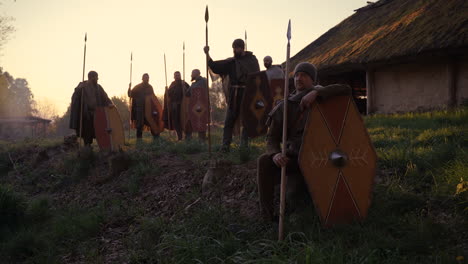ancient roman soldiers in reenactment
