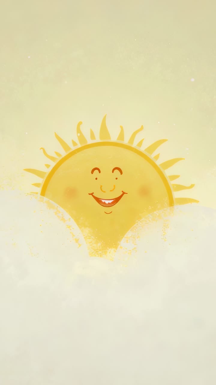 Vertical video: Emerging smiling sun rising as cloud bank thinning in ...