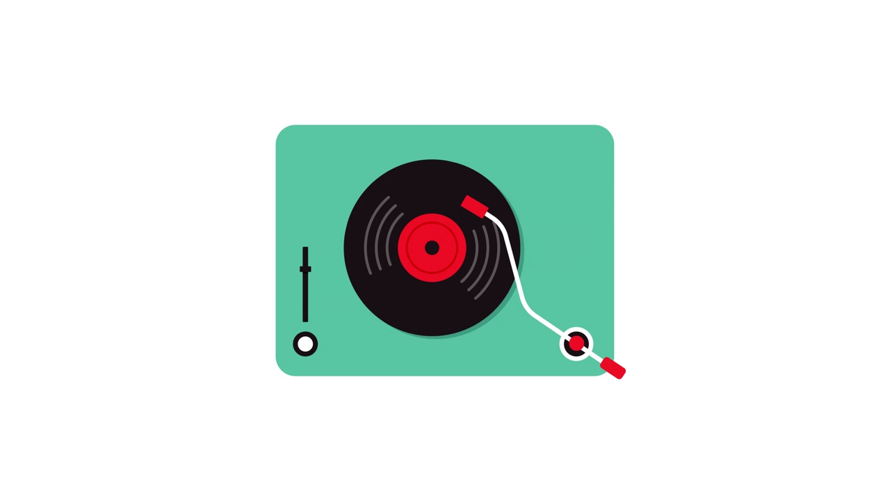 Giradischi animato con disco in vinile che gira