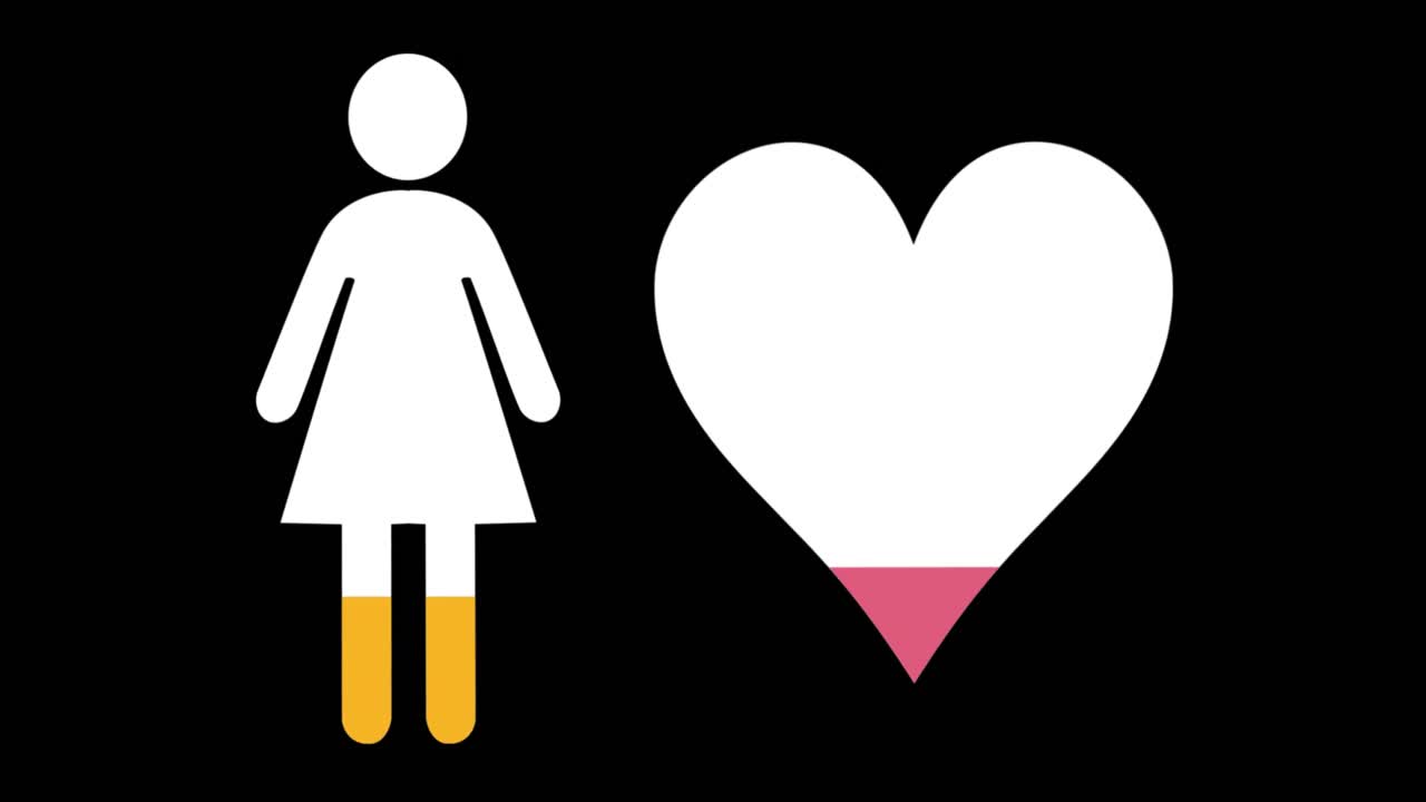 여성과 심장 모양의 색상으로 가득 찬 4k