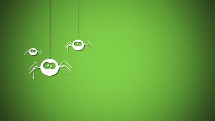 gruselige spinnen im netz und grüner farbverlauf