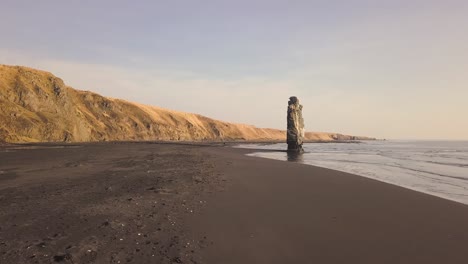 drone shots of hvitserkur rock in iceland