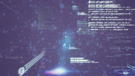 animation of data processing and network of connections