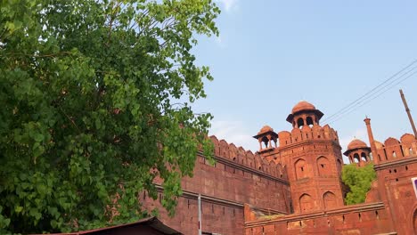 the exterior of the red fort in delhi, india