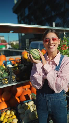 teenager at a pumpkin patch