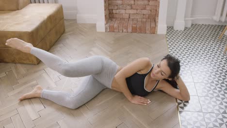 woman working out at home