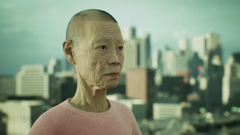 asian old woman in the city