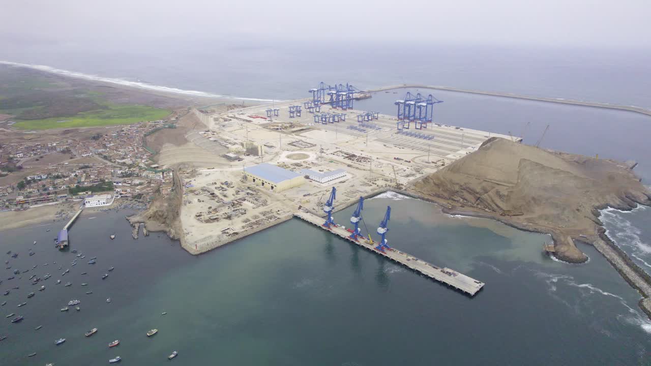 Aerial View of a Port Construction Site