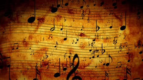 Fondo-Animado-Con-Notas-Musicales,-Notas-Musicales-Que-Fluyen,-Corriente-Voladora