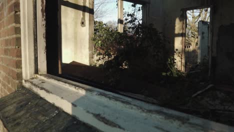 abandoned house interior through a window