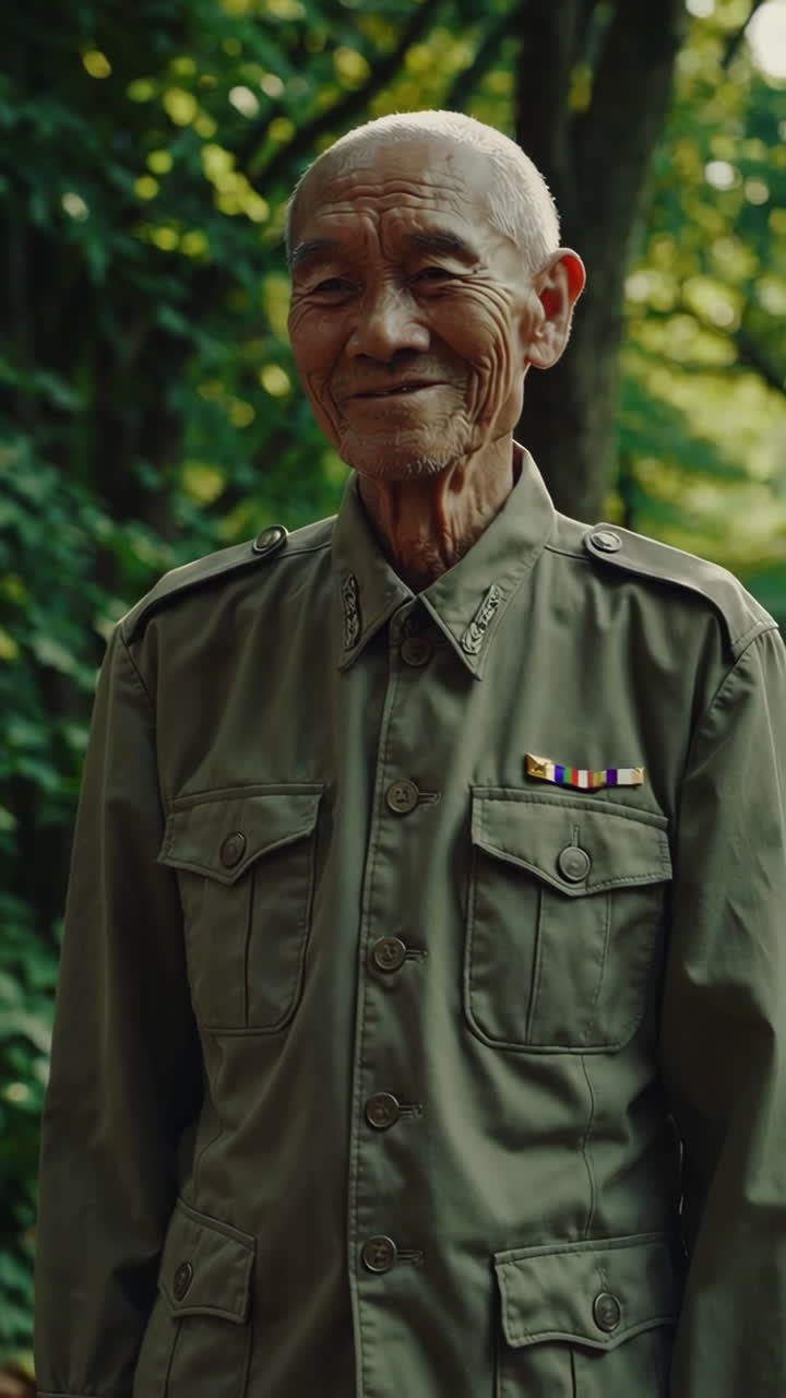 Elderly Man in Military Uniform