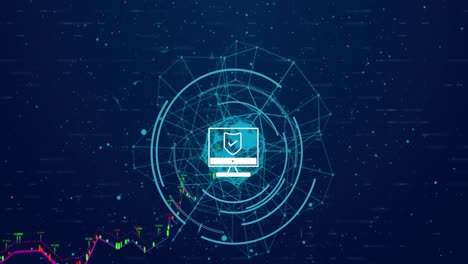 animation of data processing on blue background