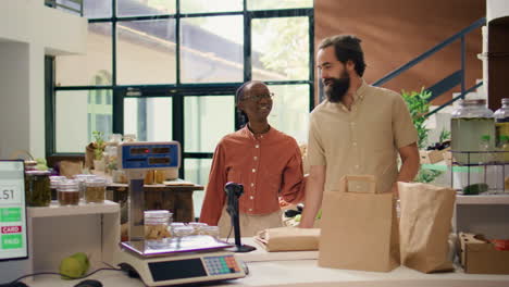 vendor helping people with information