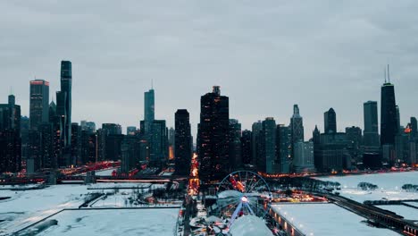 Timelapse-De-Invierno-Del-Día-A-La-Noche-En-El-Centro-De-Chicago