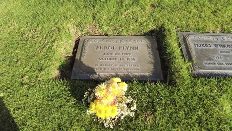 the grave of actor errol flynn at forest lawn cemetery in glendale, california