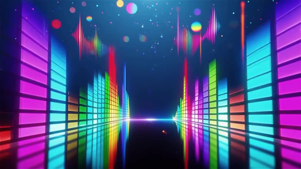 Futuristic Rainbow Neon Music Equalizer Visualizer Background