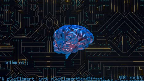 glowing brain and computer circuit board