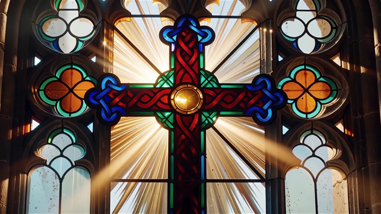 Cruz Cristiana con Luz Celestial, Fondo para Adoración.