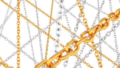 silver and gold beautiful jewelry luxury metal chains sparkle - 4k seamless loop motion background animation