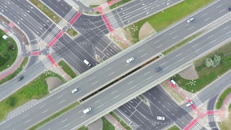 Aerial-view-of-highway-junction-with-traffic-i