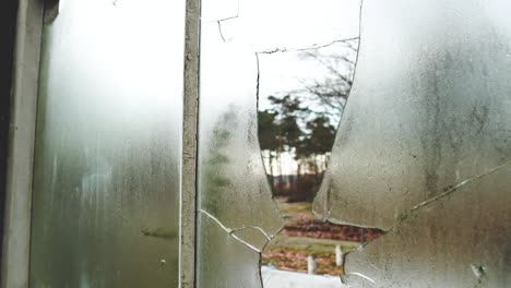 broken window in an abandoned building