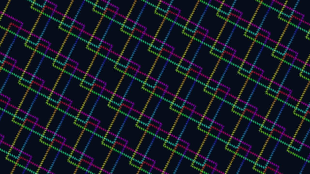 patrón de cuadrados de arco iris plano en filas en degradado negro