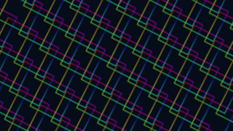 patrón de cuadrados de arco iris plano en filas en degradado negro