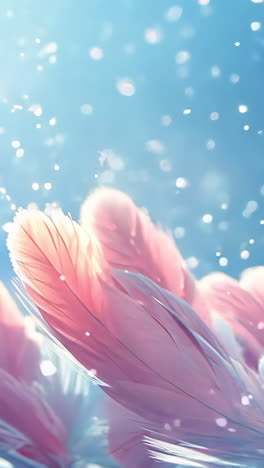 a beautiful image of feathers with pink and white colors. the feathers are scattered all over the image, creating a sense of movement and freedom vertical video