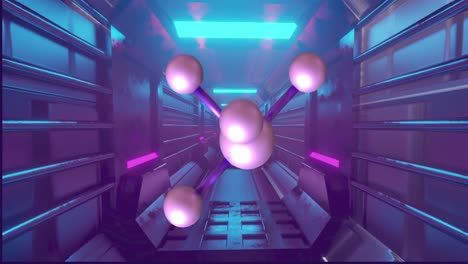 Animación-De-Macro-De-Moléculas-Sobre-Fondo-De-Túnel-Púrpura