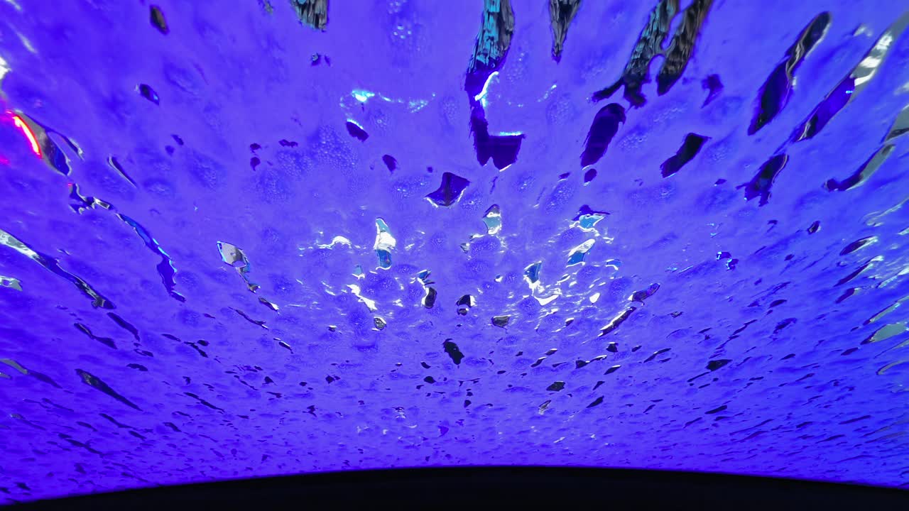 A view from inside a vehicle during an automatic car wash at a service center