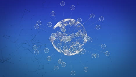 animación de la rotación del globo y red de conexiones