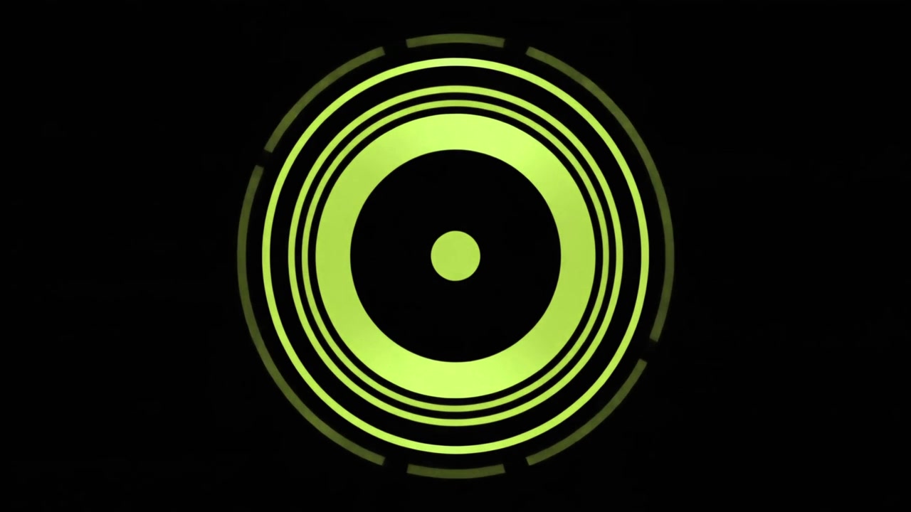 Abstract Green Concentric Circles Expanding on Black Background