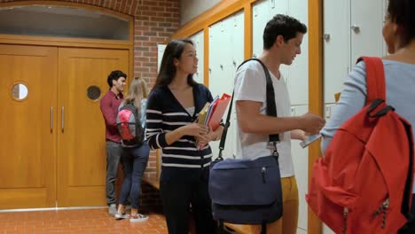 few students chatting in hallway