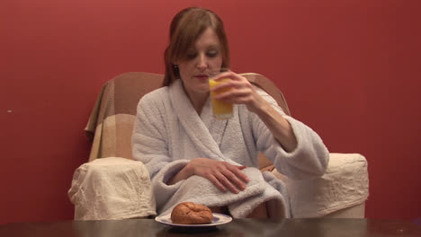 stock footage of a woman eating breakfast