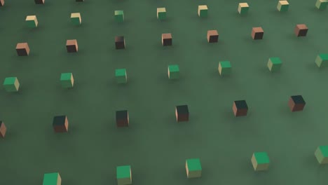 cubos 3d en movimiento en primer plano verde