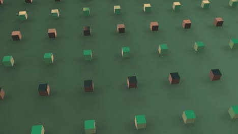 moving 3d cubes in green foreground