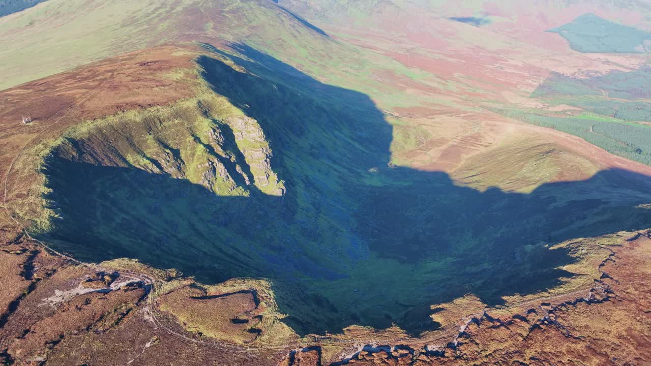 Epic Irish Landscapes drone winter view of Coum Eagle Comeragh Mountains Waterford winter shadows