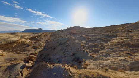 aerial view of desert landscape with rock formations