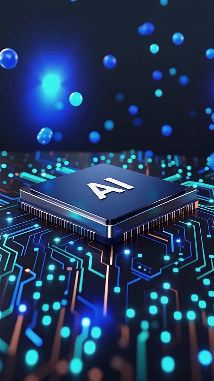 Futuristic AI Chip Motherboard Technology Background