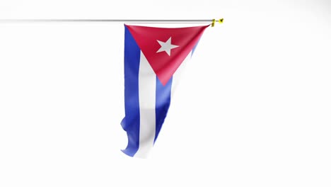 Bandera-Cubana-Ondeando-Sobre-Fondo-Blanco,-Animación-3d-Vertical