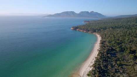 schouten island from cooks beach in freycinet, tasmania, australia